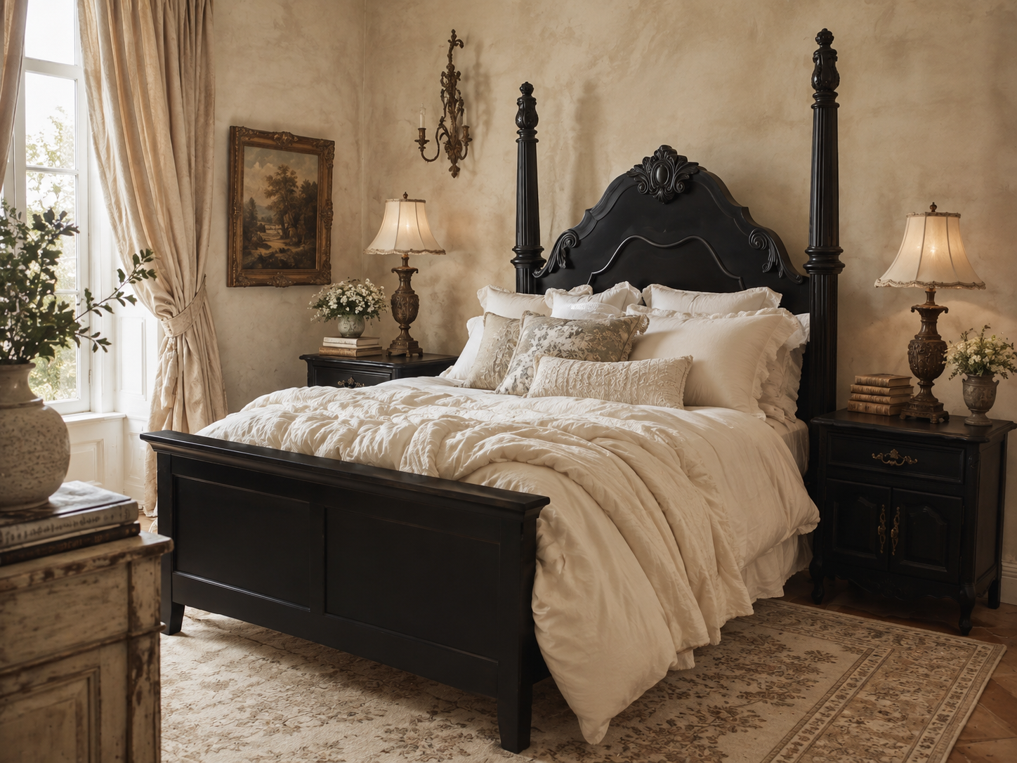 TALL Phantom Queen Bed French Country Gothic Farmhouse Cottagecore European
