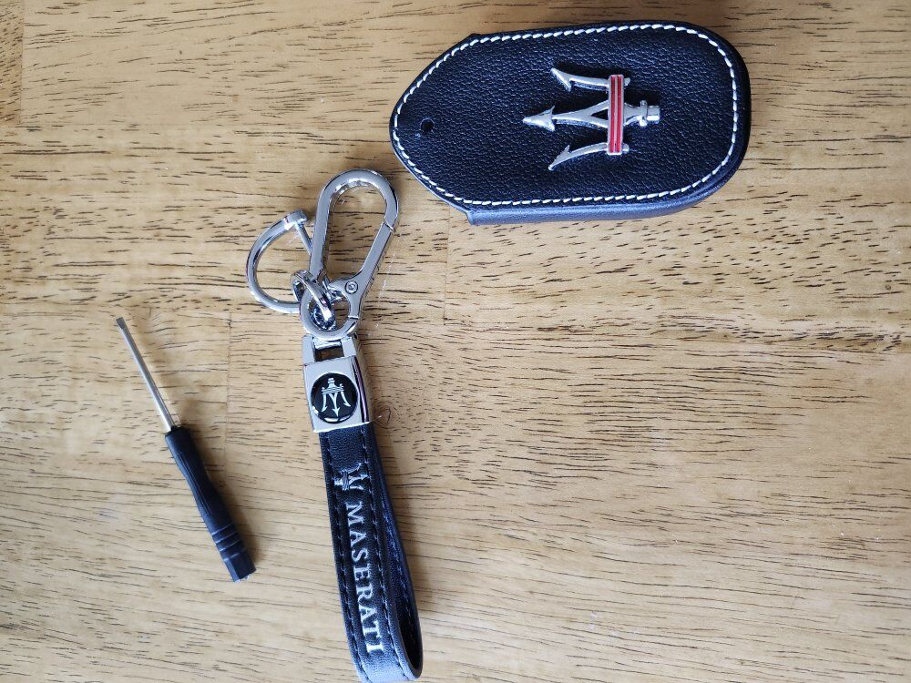 Black Masseratti key fob cover and key chain