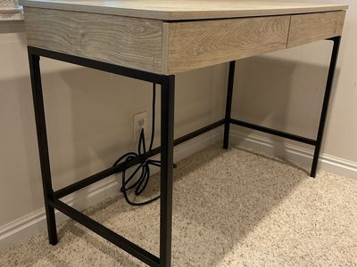 Target Modern Wood & Metal Desk with 2 Drawers - Light Oak Finish, Sturdy Frame