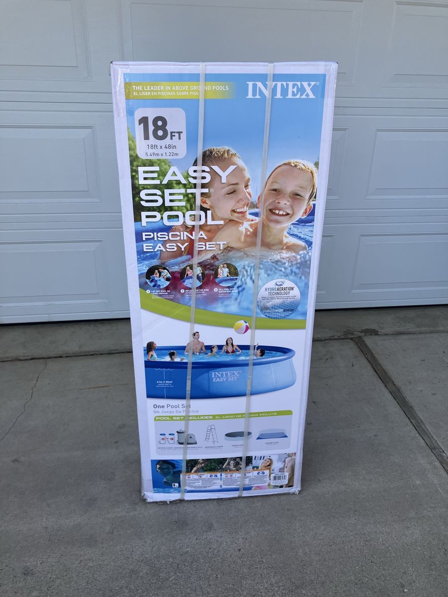 New Intex 18ft x 48in Easy Set Inflatable Above Ground Swimming Pool Set
