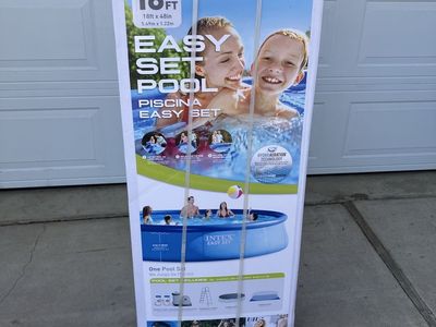 New Intex 18ft x 48in Easy Set Inflatable Above Ground Swimming Pool Set