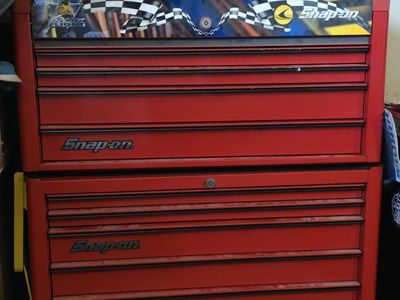 Snap-on Red Rolling Tool Box Chest Cabinet with Ski-Doo Accents