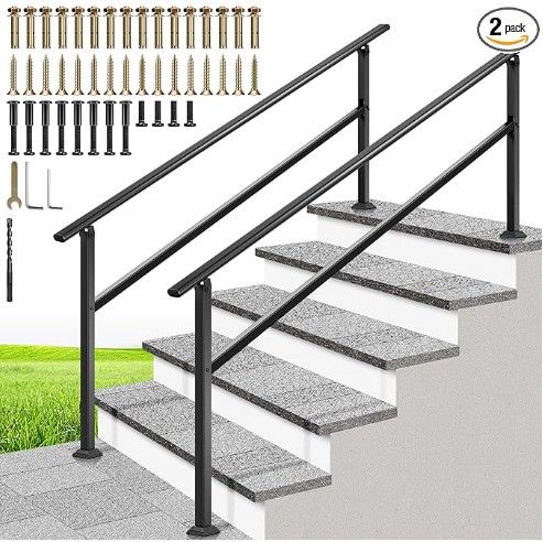 New - Vivohome 2-Pack 6-step Outdoor Stair Railing Kit
