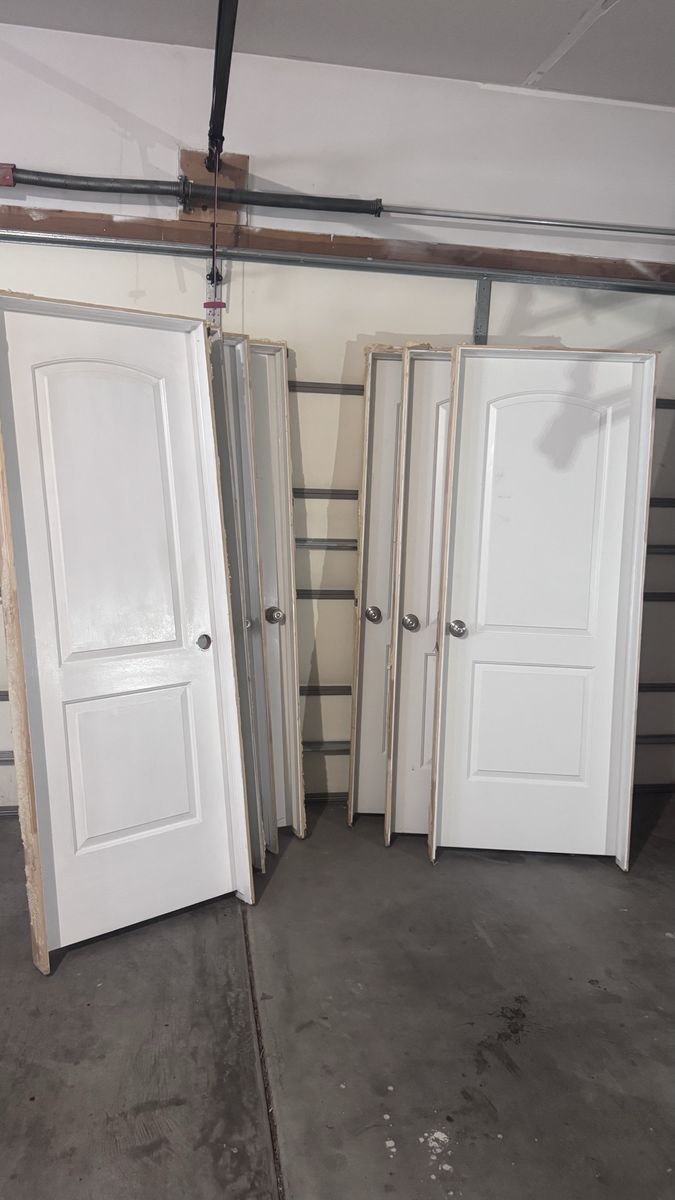 Recycled pre hung 2 Panel Door Set With most of old Casing
