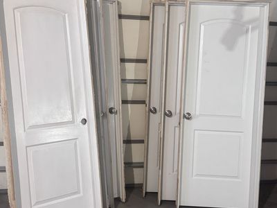 Recycled pre hung 2 Panel Door Set With most of old Casing