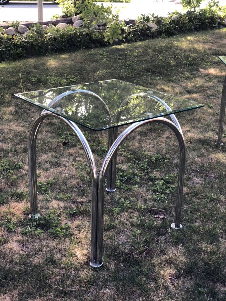 Bauhaus Style Chrome And Glass Side Table