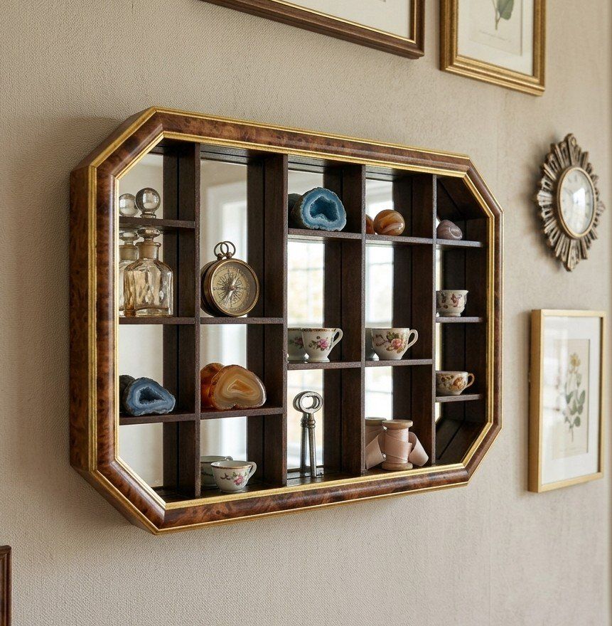 Vintage Wood Glass Curio Cabinet | Display Case