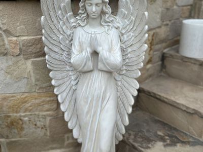 Large Praying Angel Garden Statue with Detailed Wings