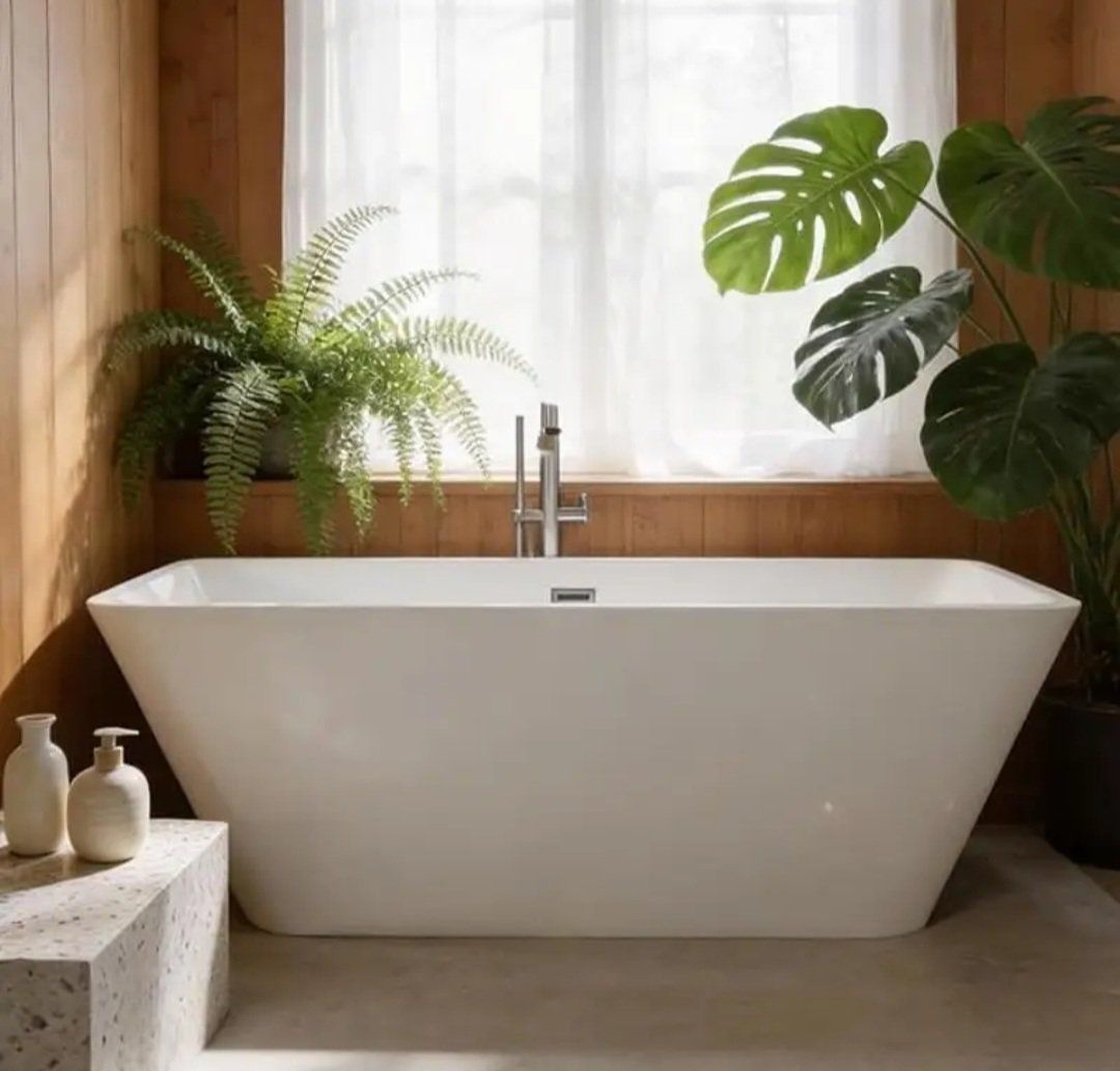 GarveeHome 59'' Freestanding Bathtub, Deep Soaking