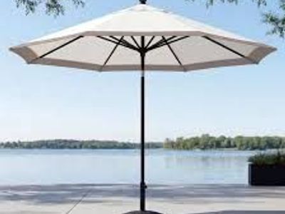 Sunvilla 11’ Border Stripe Market Umbrella, Blue 1934164 #107416