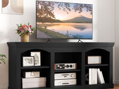 Dextrus TV Stand for 59" TV, Farmhouse Entertainment Center with Adjustable Shelf