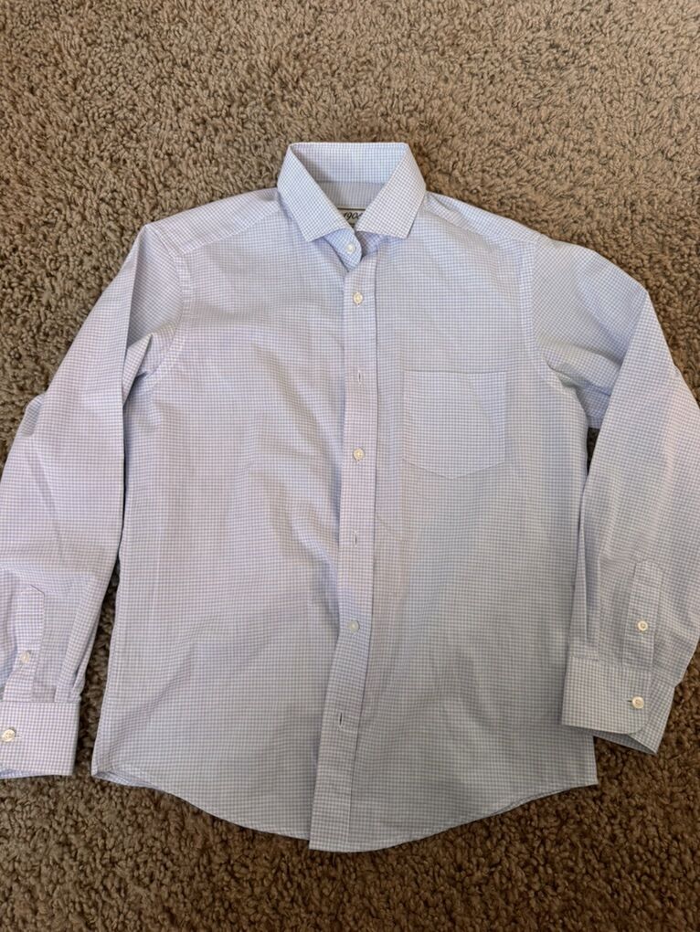Jos A Bank Dress Shirt Boys Size 14 Blue