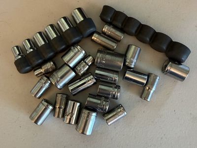 Bulk Pile of 1/4" Drive Sockets & Organizers - Mixed Sizes