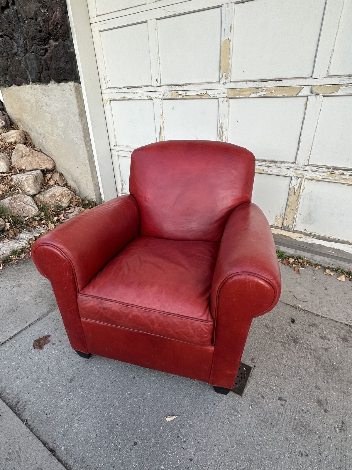 Crate and Barrel Red Leather Club Chair