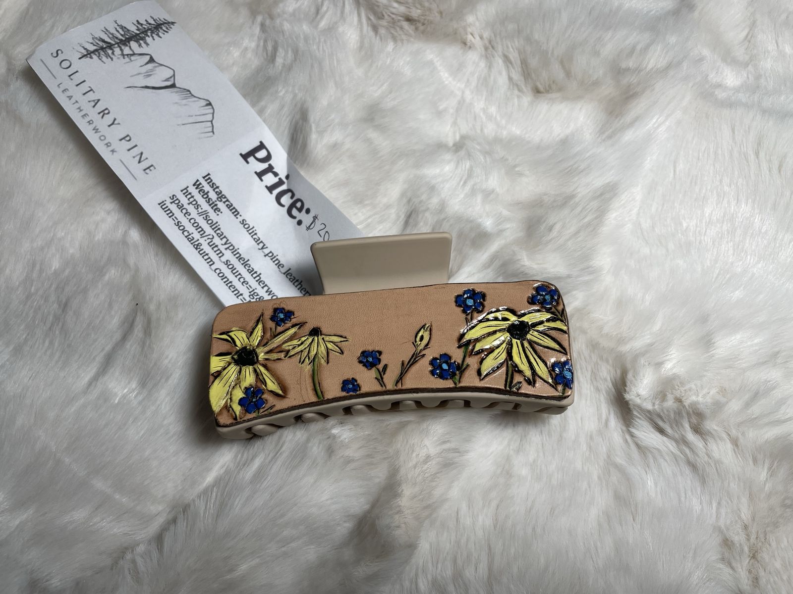 Handmade leather tooled claw clips
