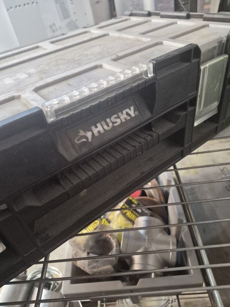 Husky tool box, parts bins, storage