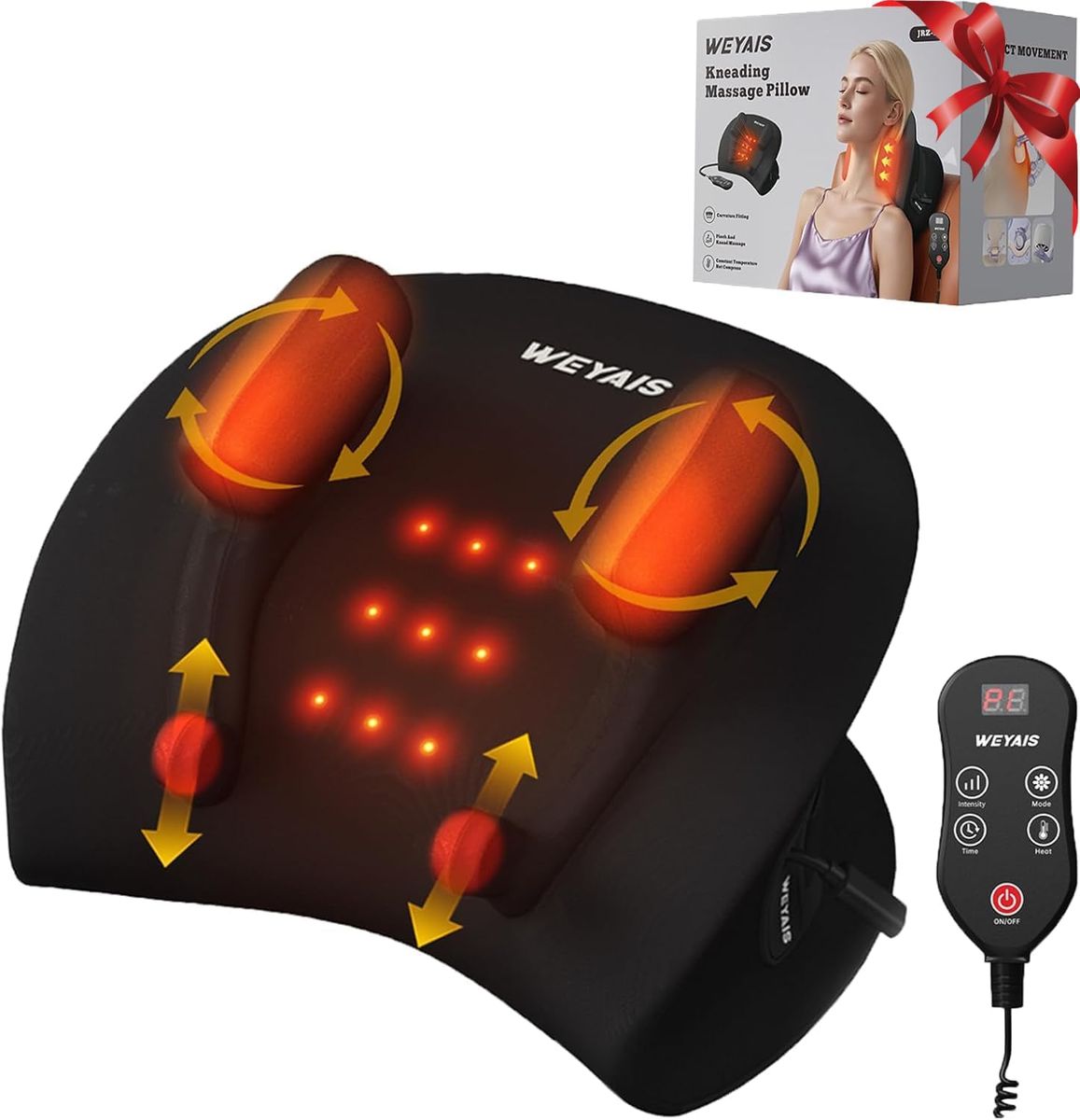 NEW Neck Massager Pillow, Neck and Shoulder Relaxer with Heat, 3 Modes and Strengths, for Pain Relief Deep Tissue