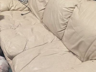 Off-White Leather Couch / Sofa
