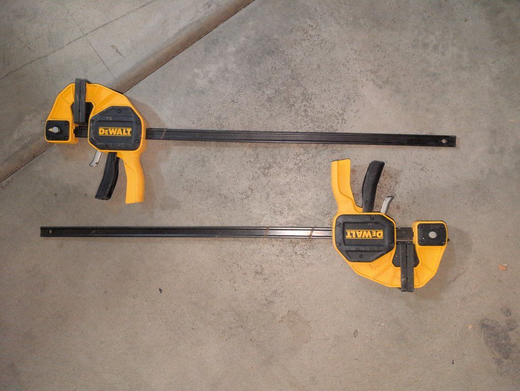 Pair of large DeWalt Medium-Duty One-Handed Bar Clamps