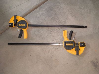 Pair of large DeWalt Medium-Duty One-Handed Bar Clamps