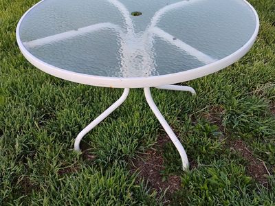 Glass Patio Table 40.25x27 Tall W/Umbrella Whole