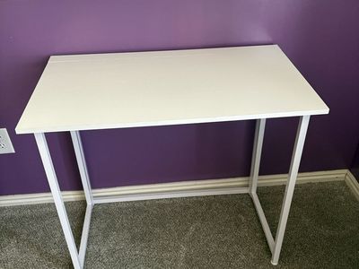 Modern White Folding Desk - Compact Writing & Computer Table