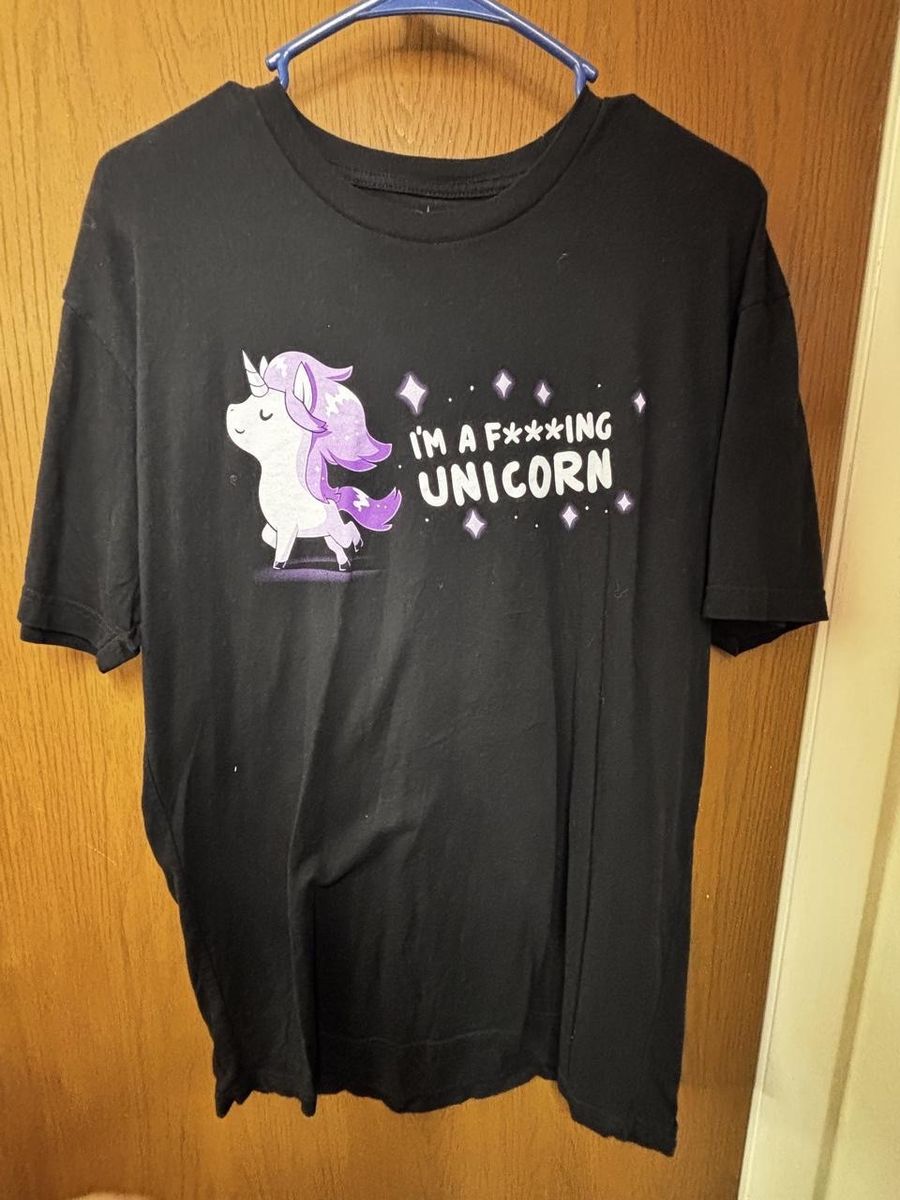 Unstable Unicorns Black Graphic T-Shirt "I'm a F***ing Unicorn" Adult Size XL, Good Condition