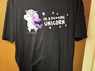 Unstable Unicorns Black Graphic T-Shirt "I'm a F***ing Unicorn" Adult Size XL, Good Condition