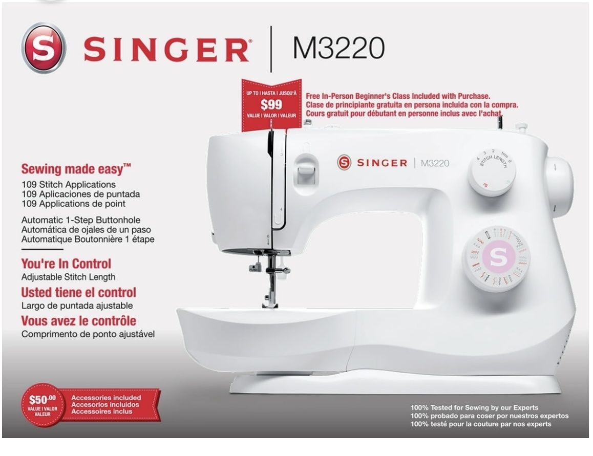 Like New Singer Sewing Machine With Free Case on Wheels