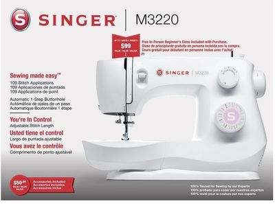 Like New Singer Sewing Machine With Free Case on Wheels