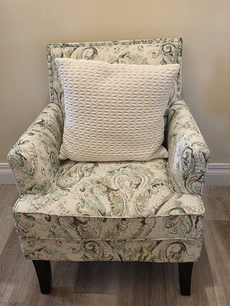 Patterned Armchairs with Nailhead Trim - Paisley Design