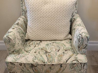 Patterned Armchairs with Nailhead Trim - Paisley Design