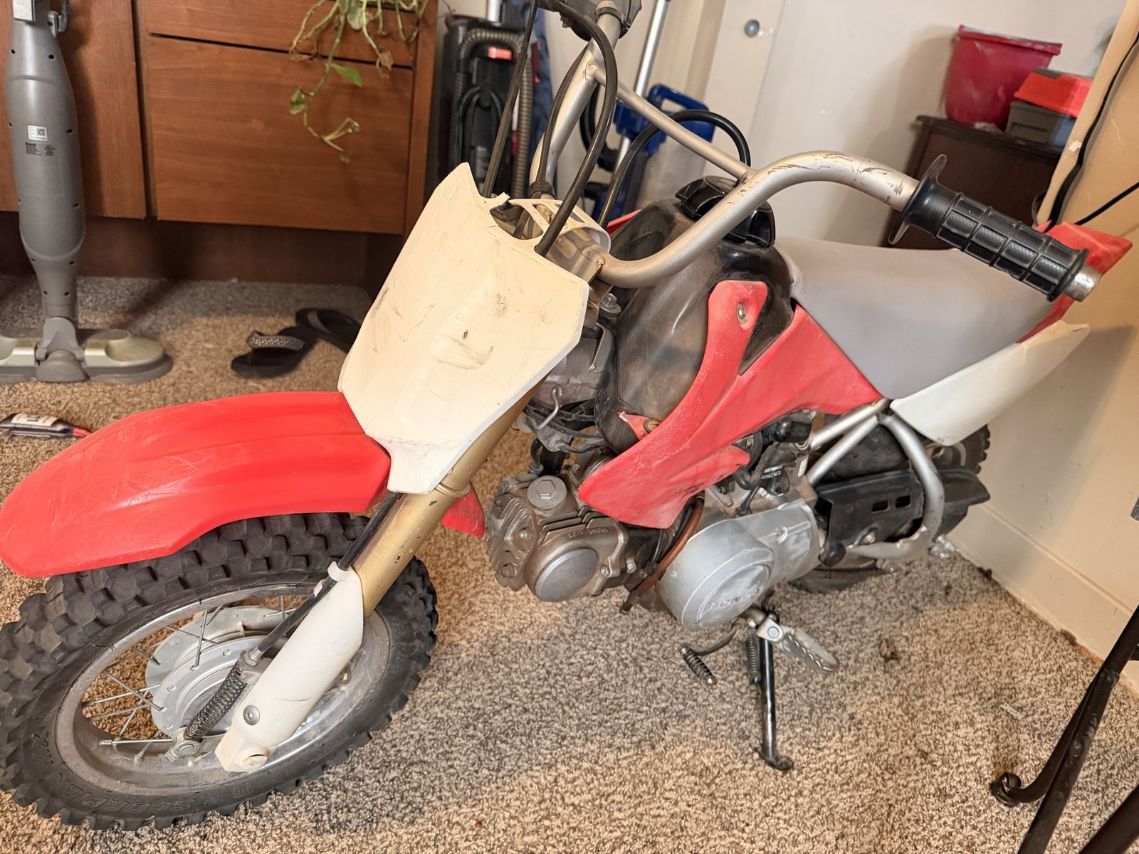 Used Honda CRF50F Kids' Off-Road Dirt Bike - Red/White, 50cc