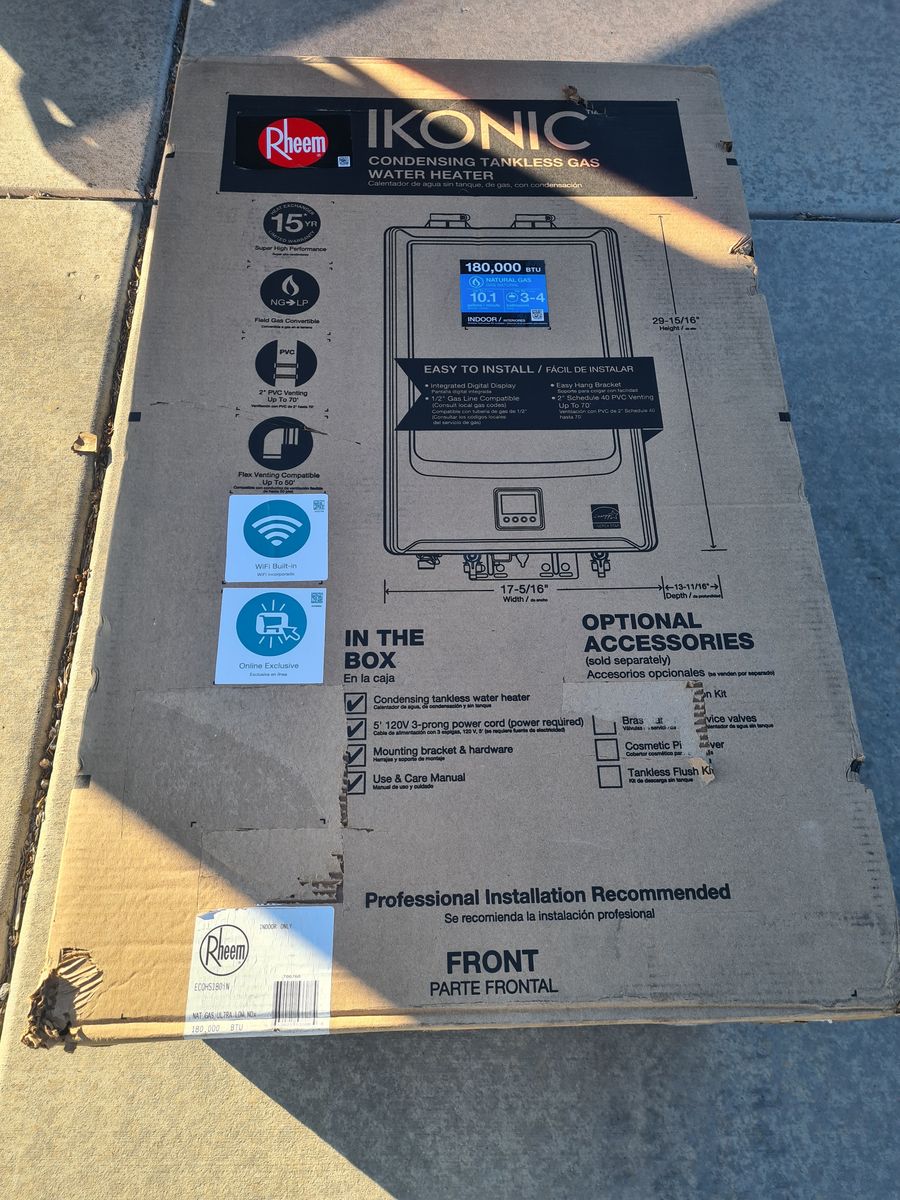 Rheem IKONIC 180k btu 10.1 GPM tankless water heater