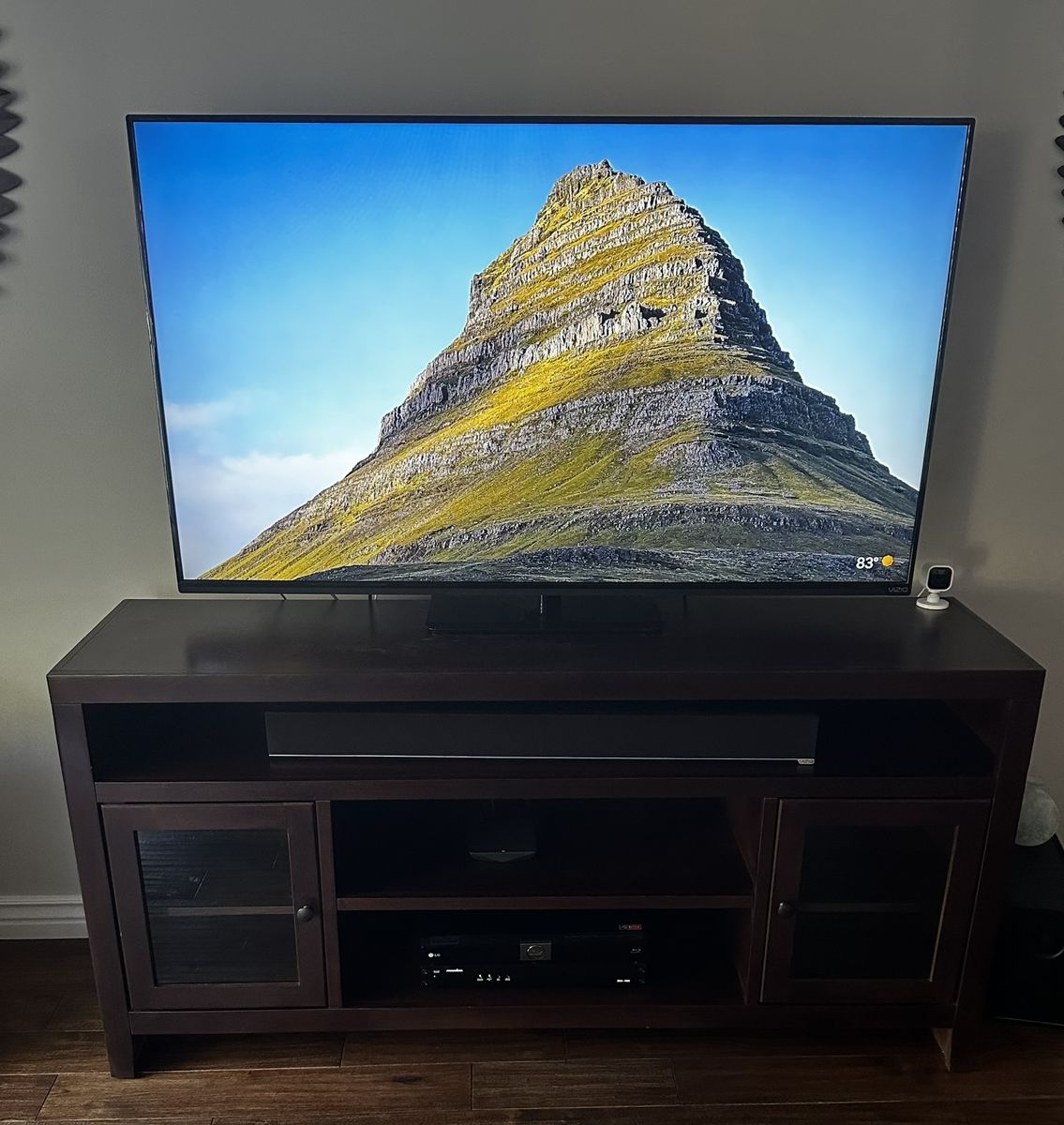 60" Vizio Smart TV, Sound Bar & Solid Wood Media Console
