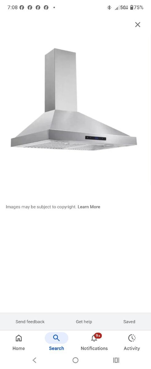 Avanti range hood stainless steel