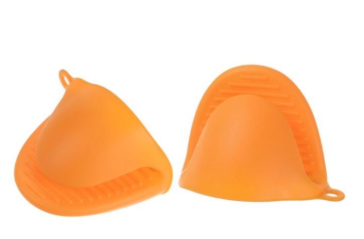NEW! 2 Pack Silicone Oven Mitts, Pot Holders, Gloves, Finger Mitts – Orange