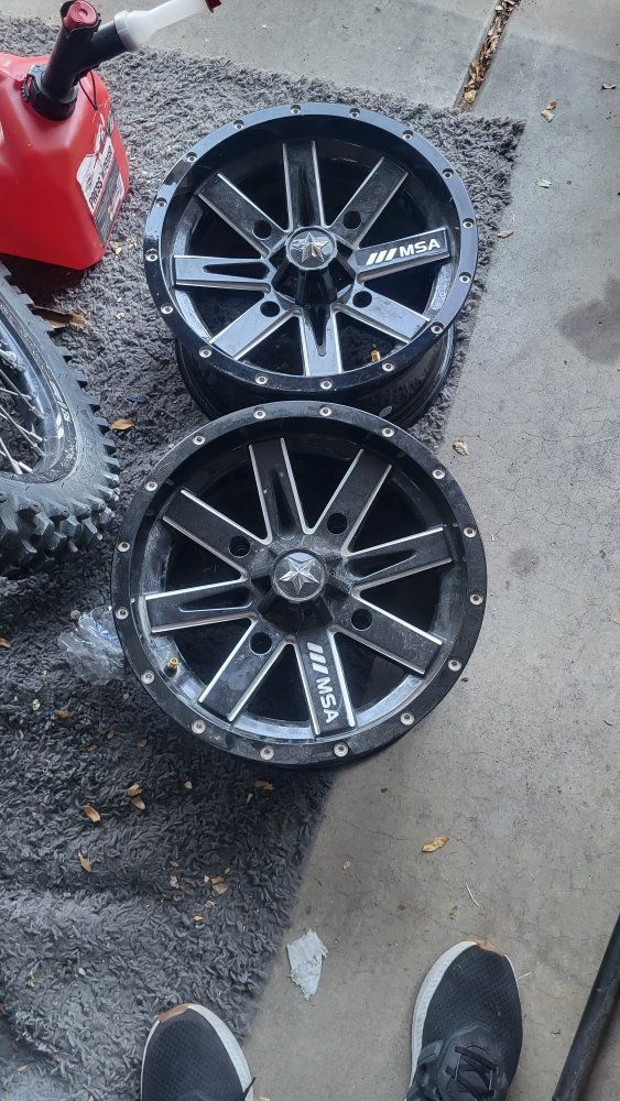 MSA M41 LOK2 ATV/UTV Wheels - Black/Milled, 14x7 inch, Set of 4