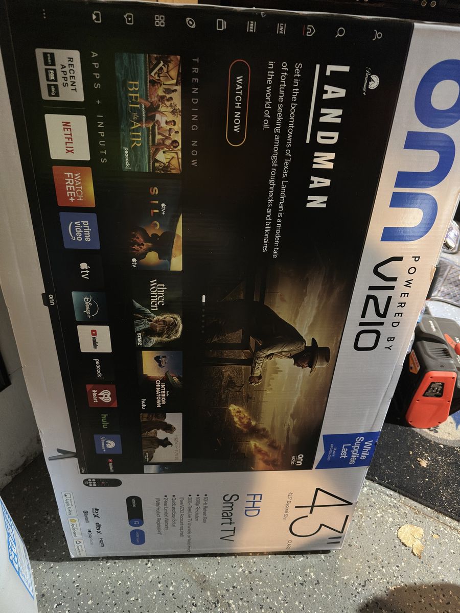 New in box Onn. Vizio 43-inch 4K UHD Smart TV with Dolby Vision HDR & VIZIO OS