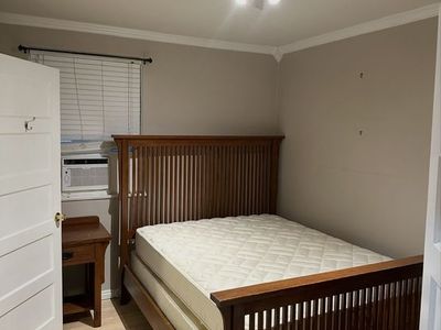 Solid Wood Slatted Bed Frame (Queen) with 2 Matching Nightstands - Mission Style
