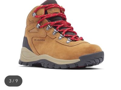 Columbia Women's Newton Ridge Plus Amped Waterproof Hiking Boots - Tan/Red, Size 10, Leather