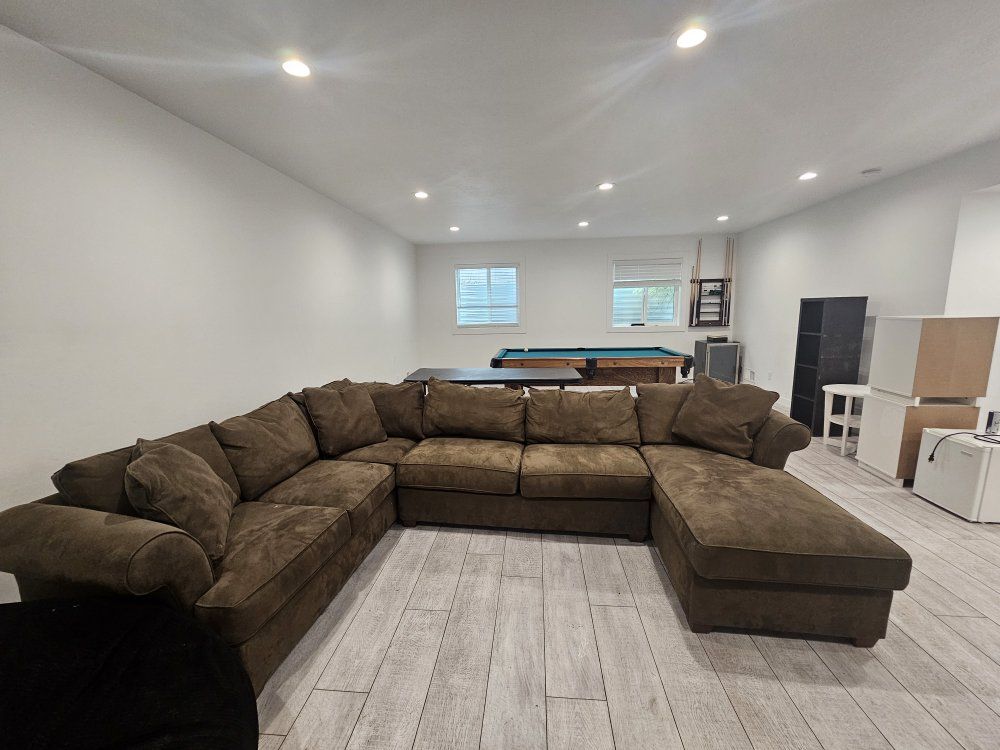 sectional couch- suede microfiber- olive green