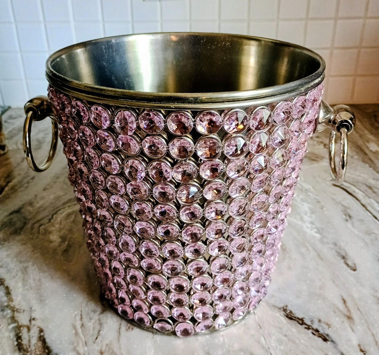 Cynthia Rowley Pink Rhinestone Ice Bucket