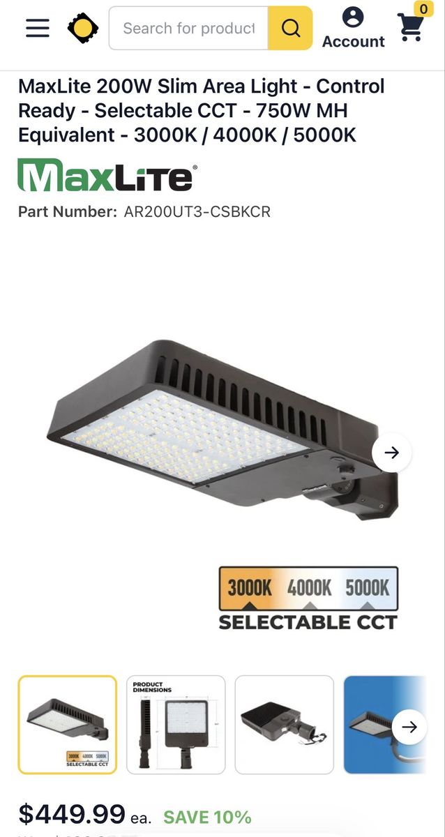 MaxLite 200W Slim Area Light