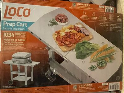 NEW Loco Prep Table Gray Foldable Grill Cart