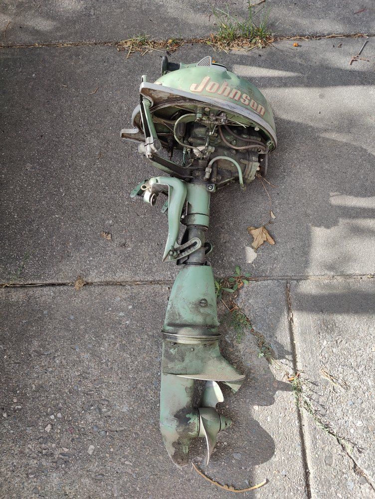 Vintage Johnson Outboard Boat Motor Green