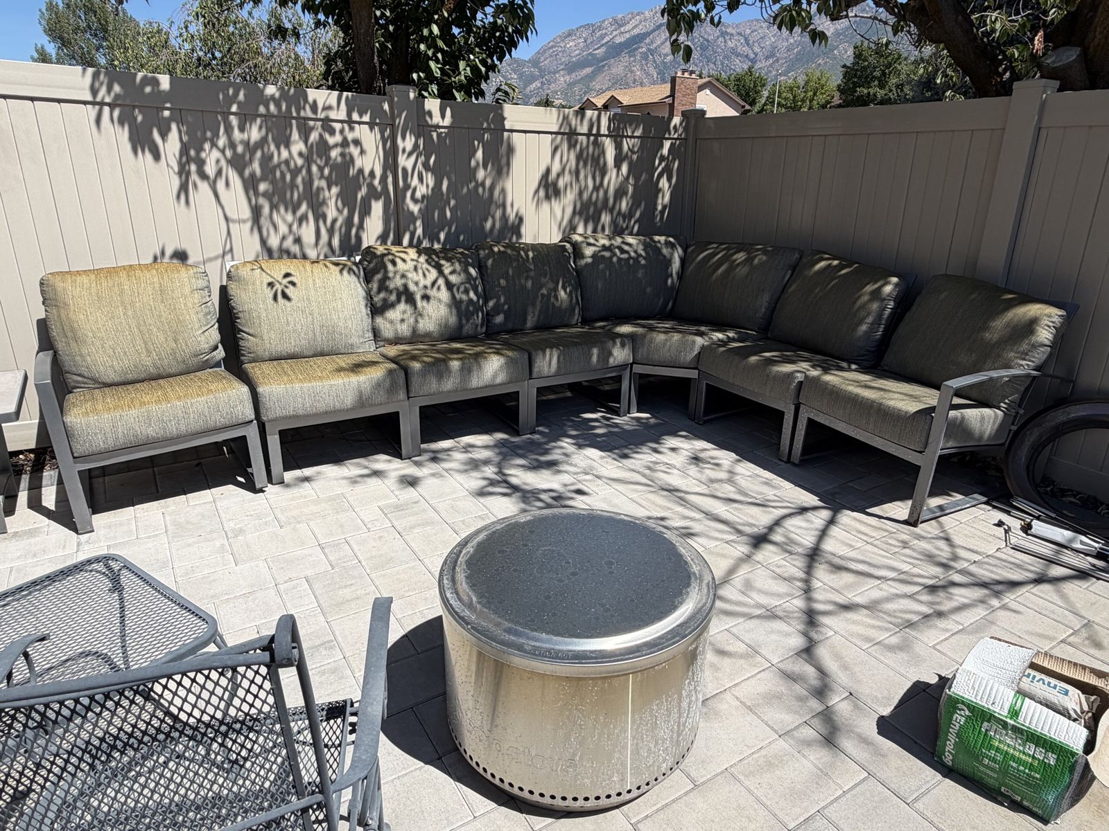 Large Outdoor Patio Sectional Sofa Set with Metal Frame and Cushions