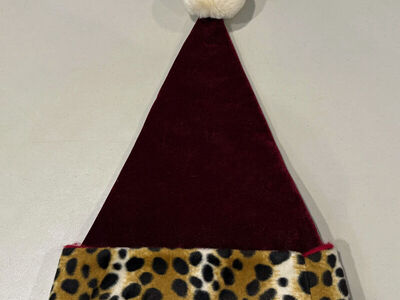 Christmas Santa Hat with Leopard Fur Trim