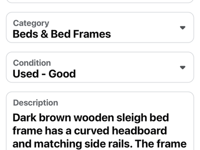 Queen size dark wood sleigh bed