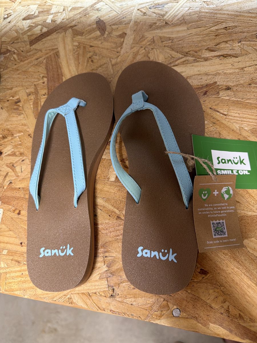 Sanuk Women's Yoga Joy II Flip Flops Sky Blue Size 6 New With Tags